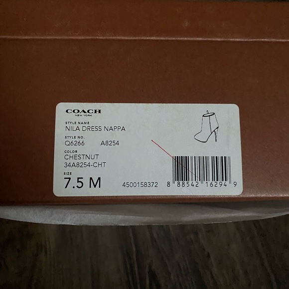 Coach Nila Dress Nappa Chestnut Leather Booties Woman’s Size 7.5M - Picture 7 of 8